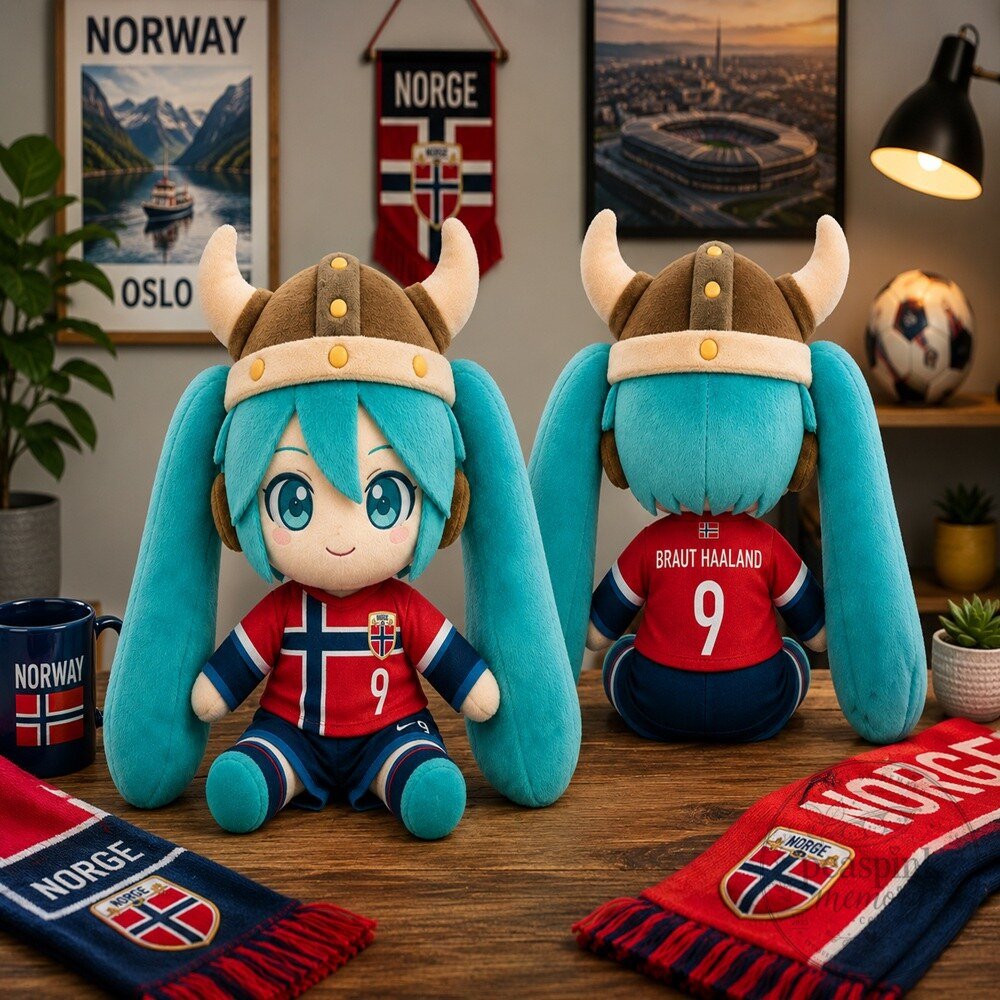 Hatsune Miku x Braut Haaland Plush Doll for World Cup Collectors