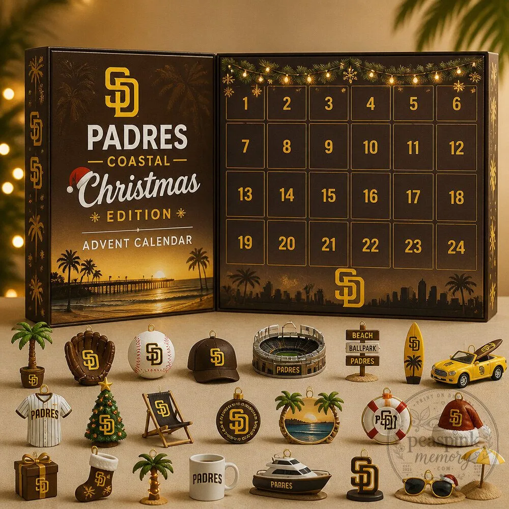 24 Day Padres Baseball Advent Calendar With Coastal Christmas Collectibles