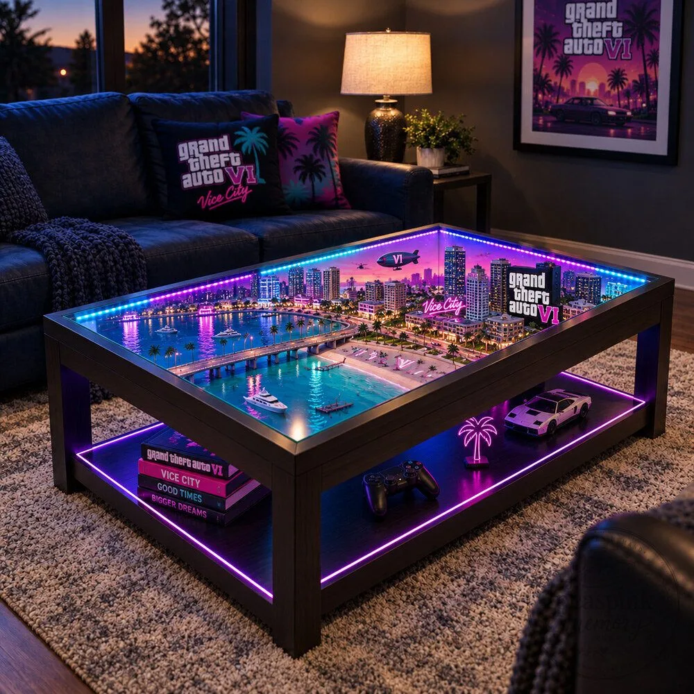 GTA VI Neon Vice City Diorama Coffee Table