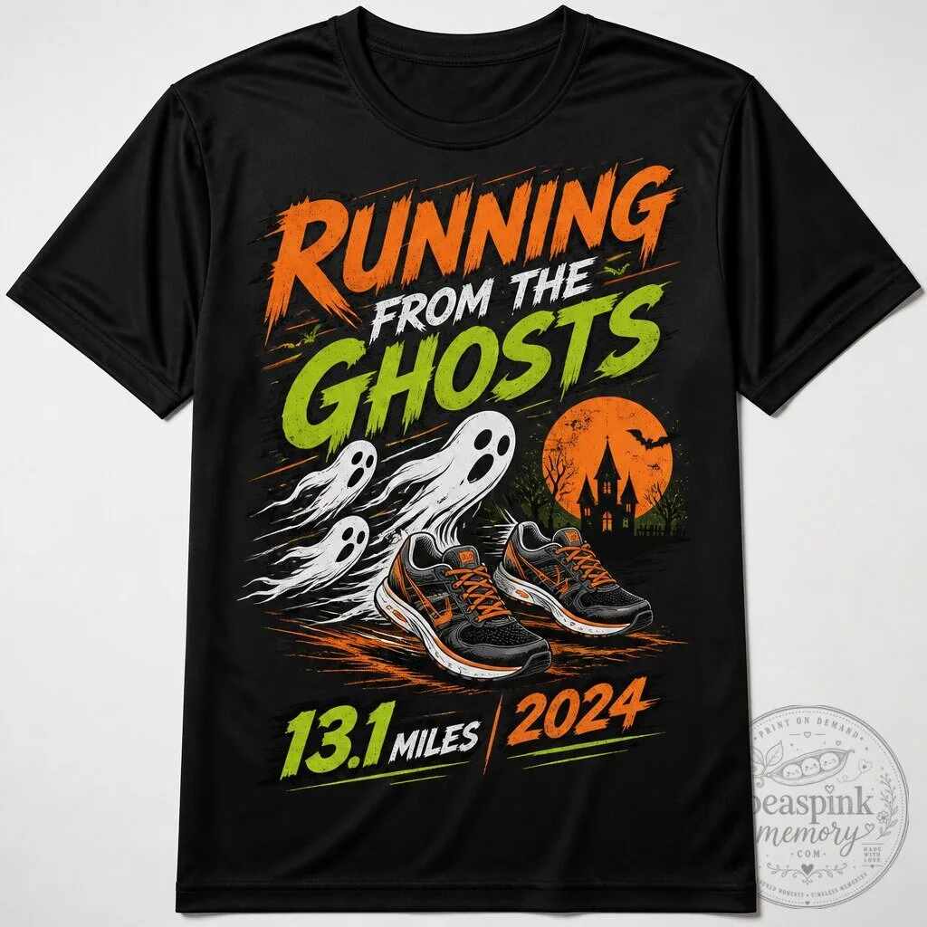 Running From the Ghosts Halloween Runner T-Shirt Halloween