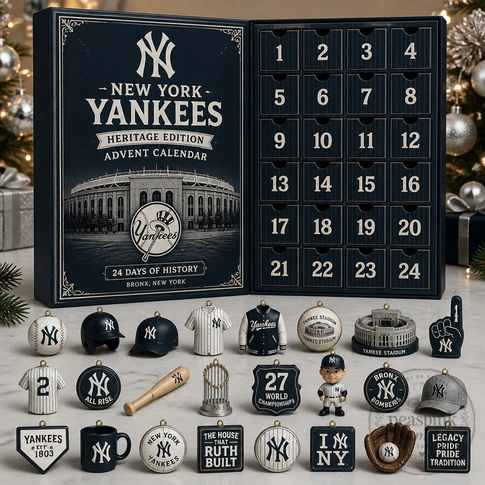 24 Day Yankees Baseball Advent Calendar With Miniature Stadium and Championship Collectibles