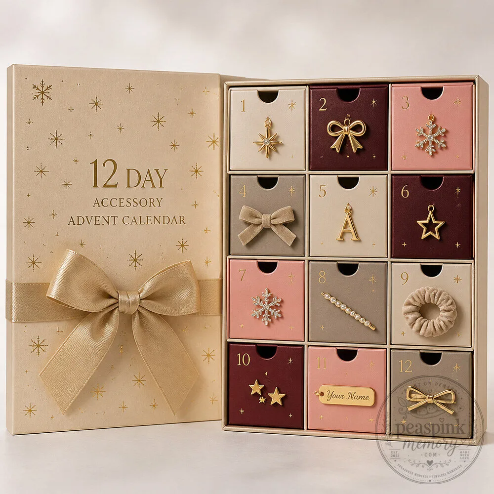 Accessory Advent Calendar With Personalized Charms, Hair Accessories and Winter Jewelry