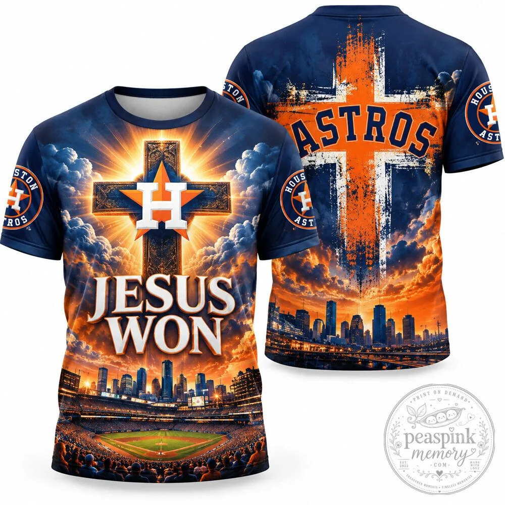 Houston Astros Jesus Won 3D Shirt 2025 Unisex