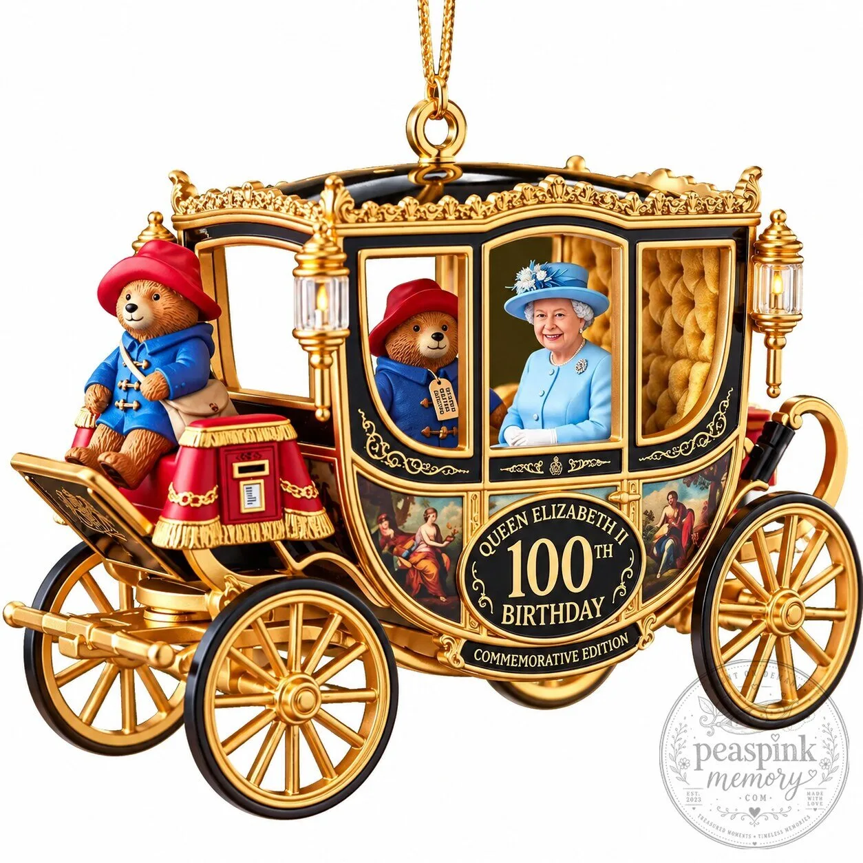 Royal Golden Carriage Centenary Commemorative Hanging Ornament Decor