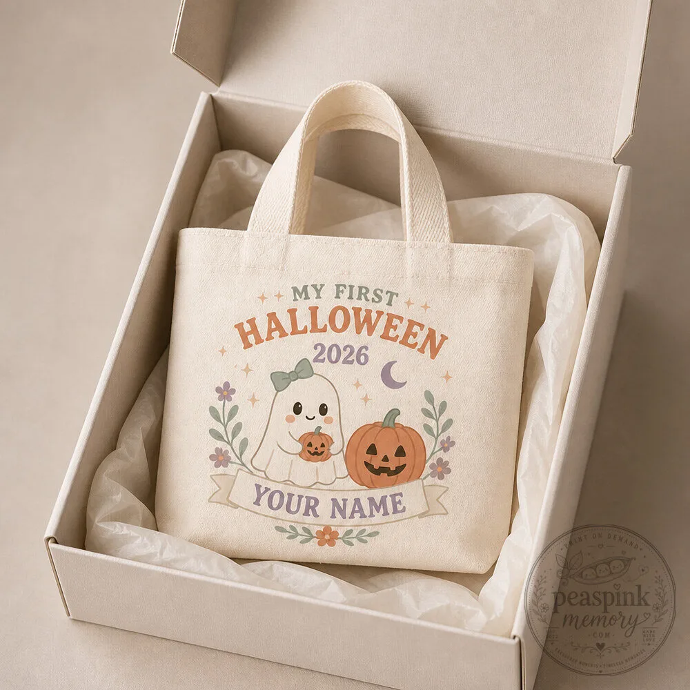 Personalized Baby's First Halloween Tote - 2026 Baby Keepsake