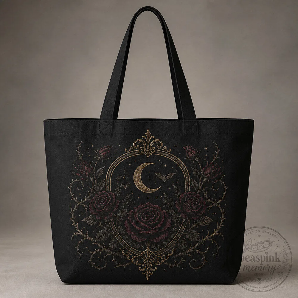 Oversized Gothic Halloween Tote - Dark Garden Statement Bag 7 Oversized Gothic Halloween Tote - Dark Garden Statement Bag