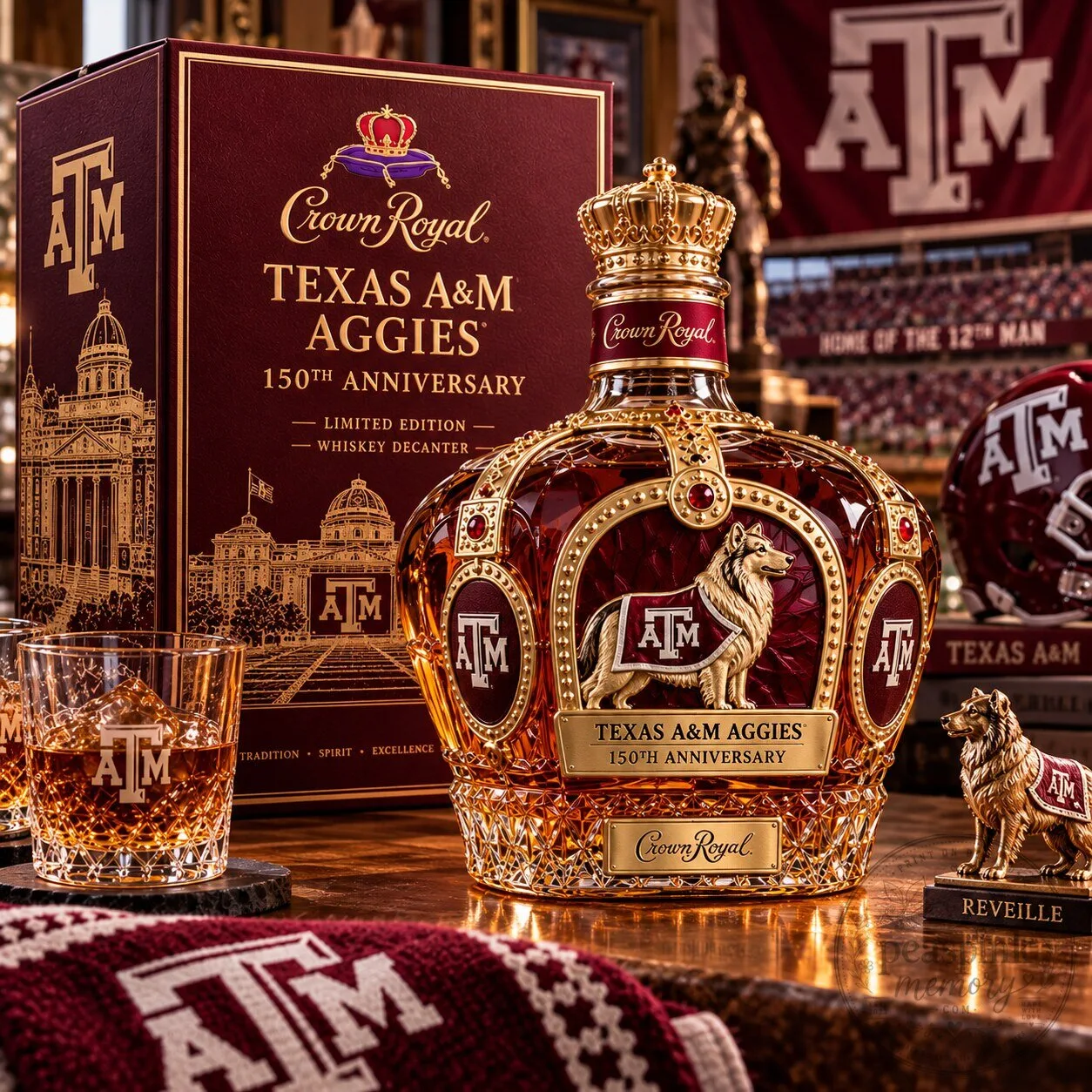 Texas A&M Aggies Crown Royal 150th Anniversary Whiskey Decanter – Flash Sale