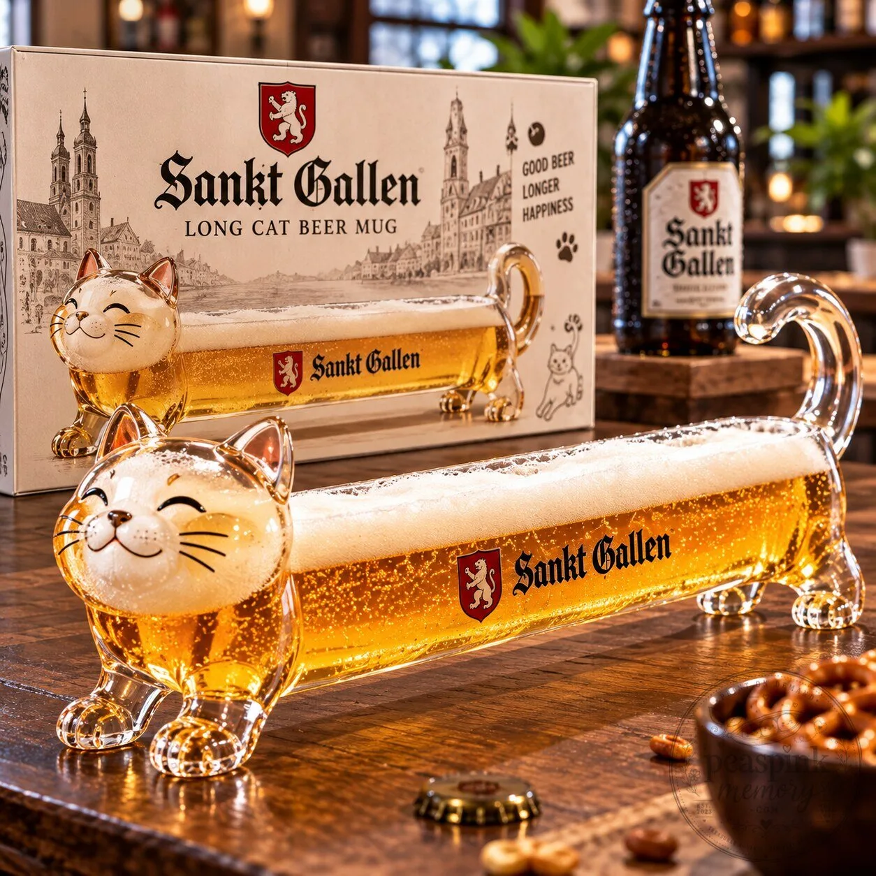 Sankt Gallen Long Cat Beer Mug Glass Funny Pet Drinkware Limited Edition 2026